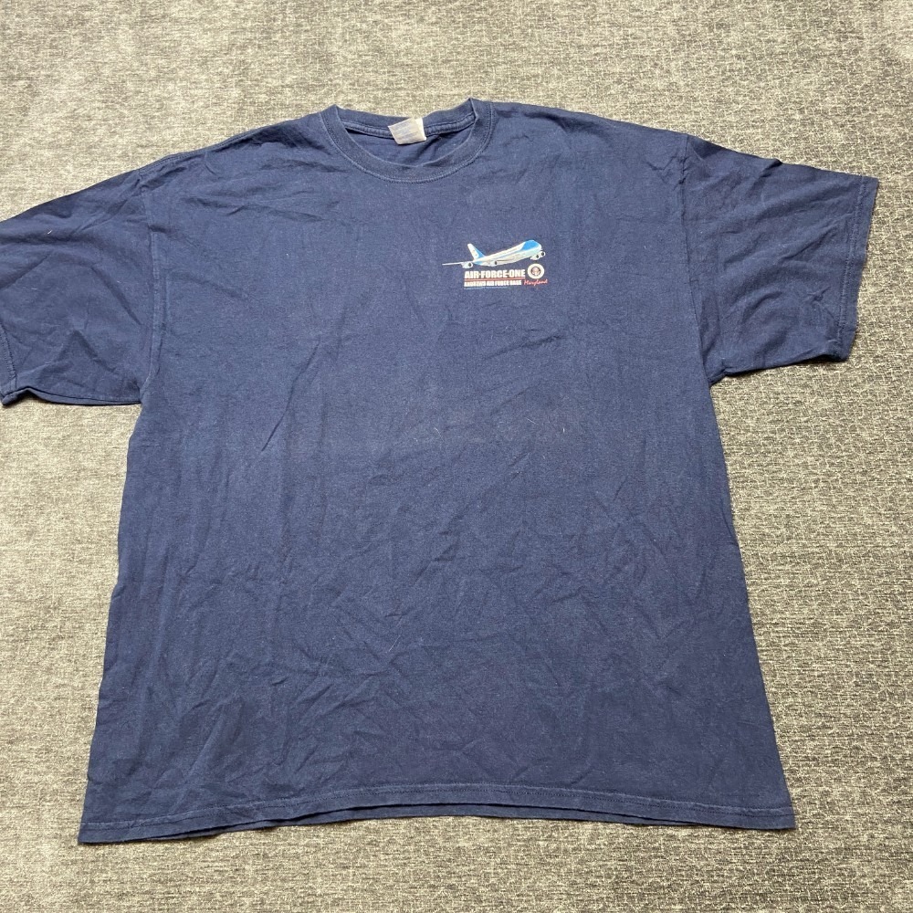 VTG Air Force One T Shirt Mens 2XL Navy Blue Crew Neck Graphic
